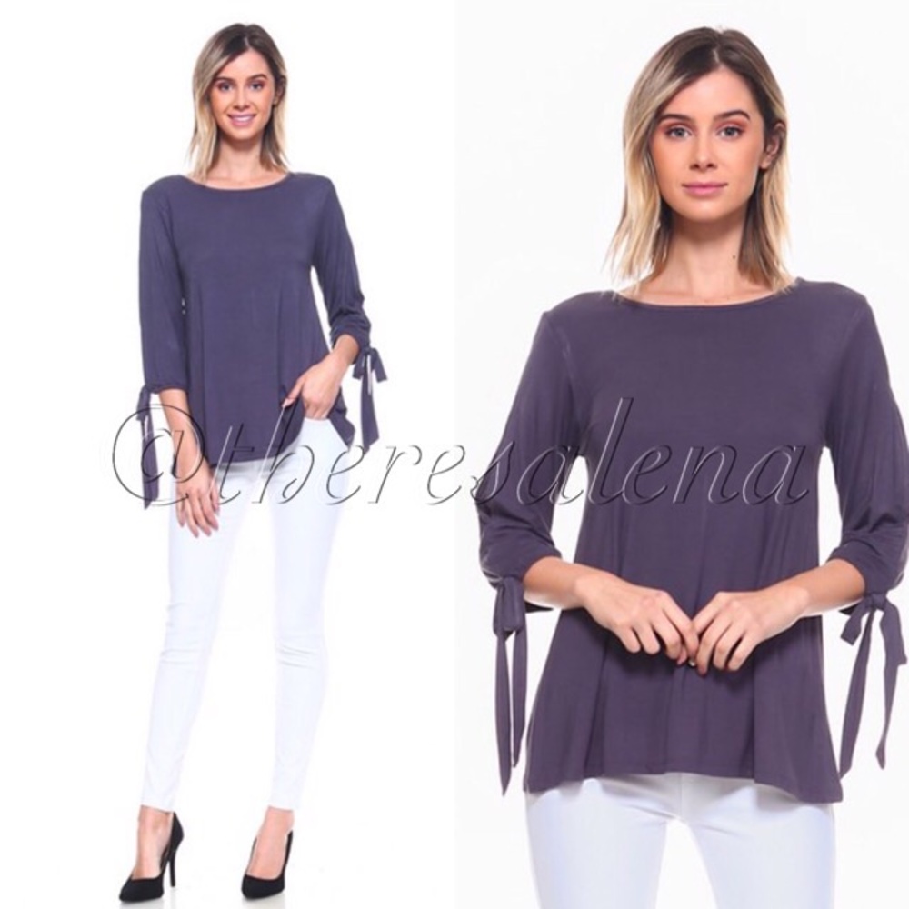 Quarter sleeve with tie top on cut out sleeve